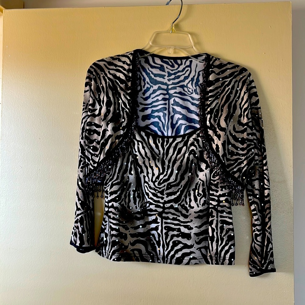 Animal print sequined cocktail camisole and bolero jacket